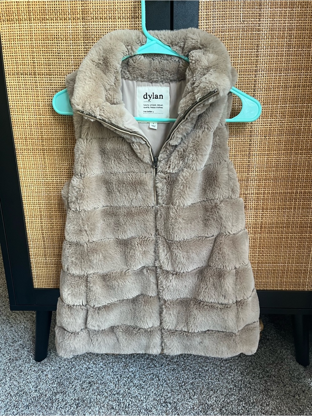 dylan Plush Faux Fur Vest in Taupe